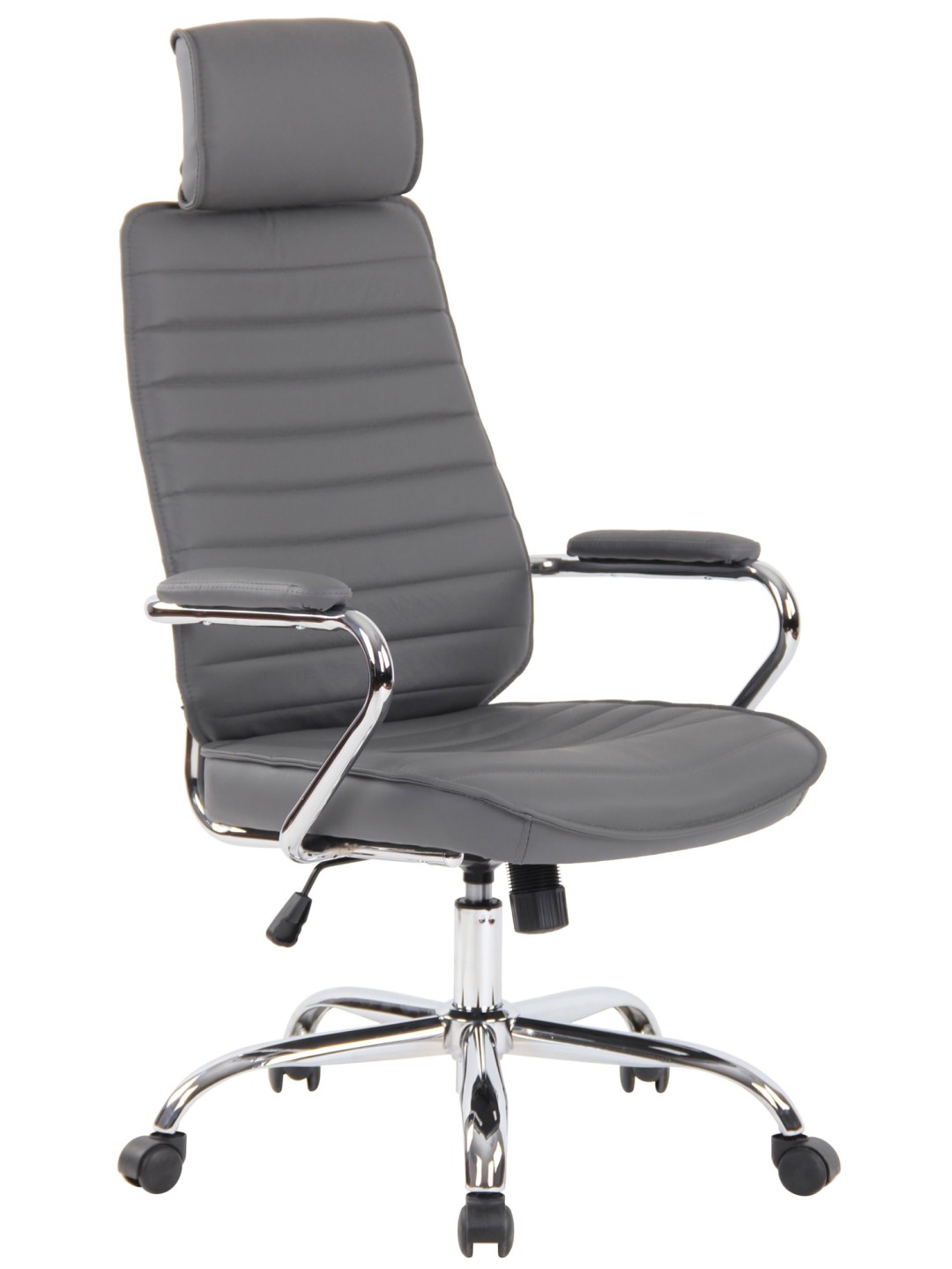 Silla de oficina Rako cuero genuino, gris