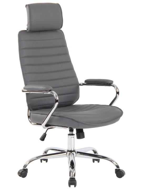 Silla de oficina Rako cuero genuino, gris