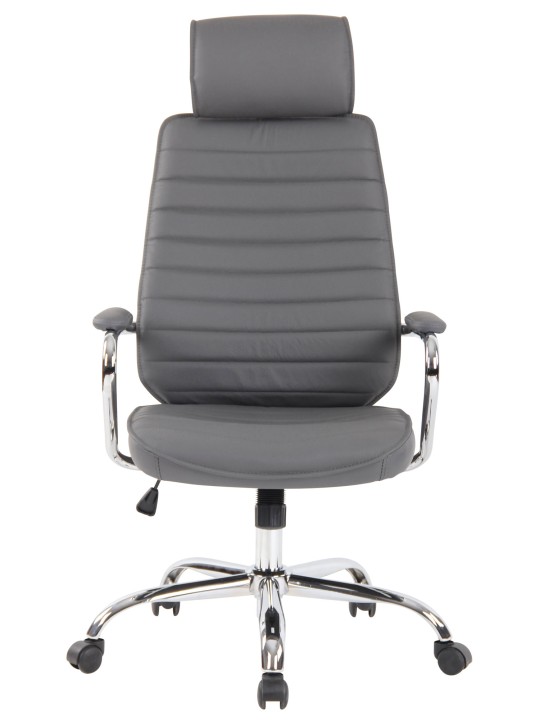 Silla de oficina Rako cuero genuino, gris