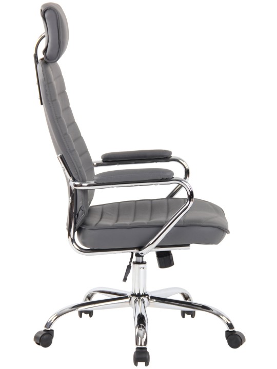 Silla de oficina Rako cuero genuino, gris