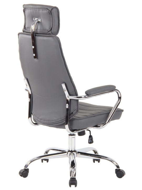 Silla de oficina Rako cuero genuino, gris