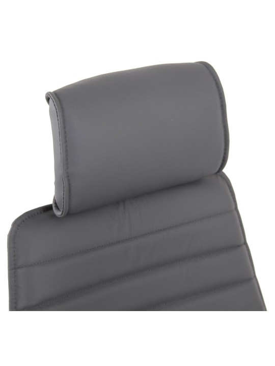 Silla de oficina Rako cuero genuino, gris