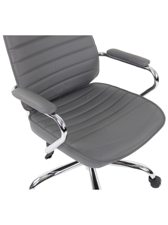 Silla de oficina Rako cuero genuino, gris
