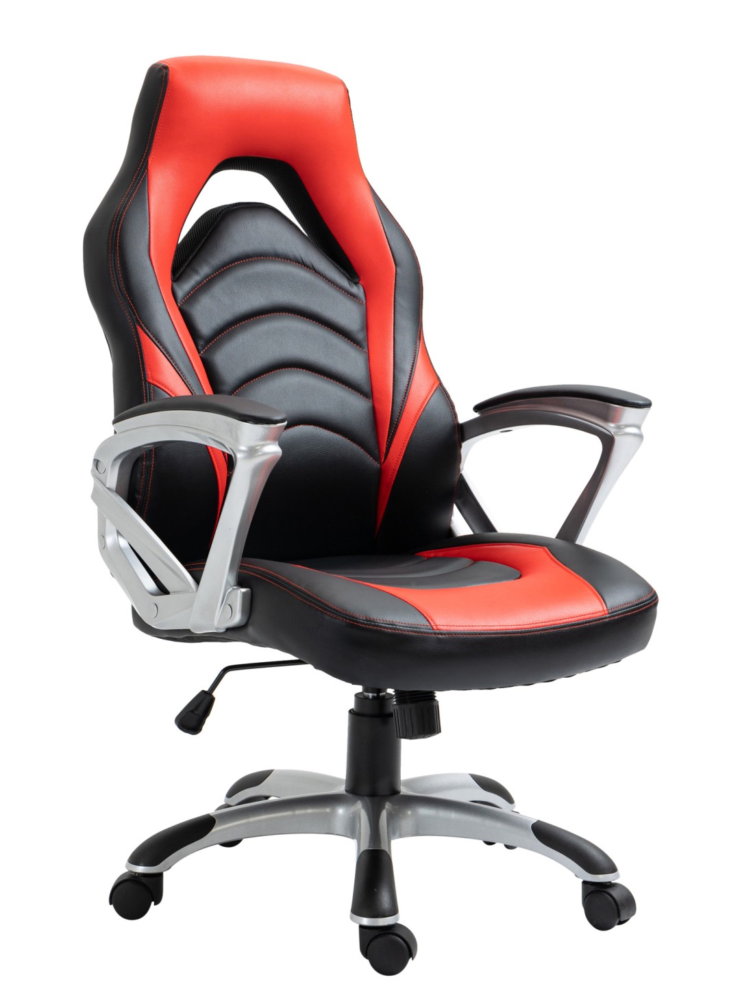 Silla de oficina Foxton piel sintética, negro/rojo