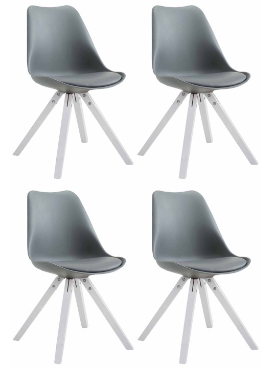 Conjunto de 4 sillas Toulouse polipiel Square, gris
