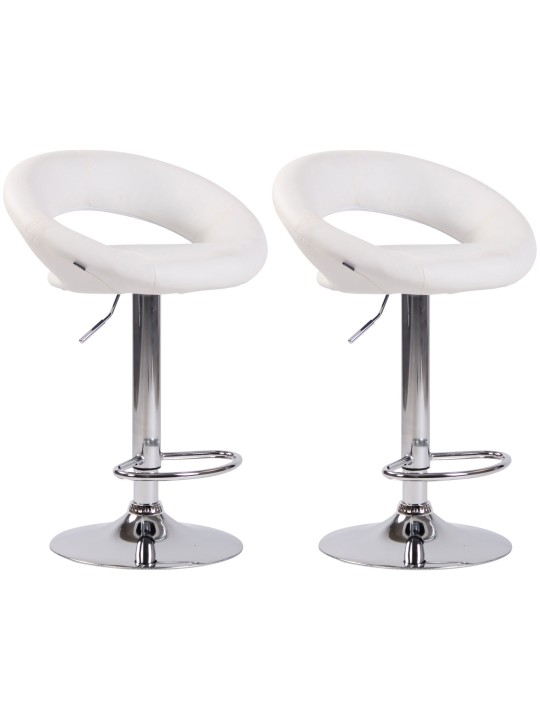 Juego de 2 taburetes de bar Olinda piel sintética cromado, blanco Juego de 2 taburetes de bar Olinda piel sintética cromado, blanco