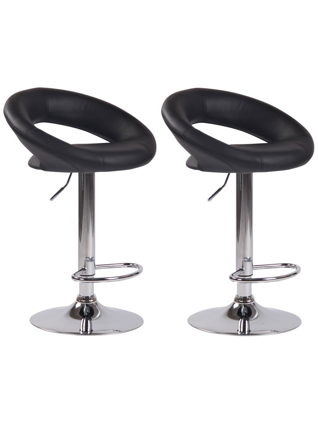 Juego de 2 taburetes de bar Olinda piel sintética cromado, negro