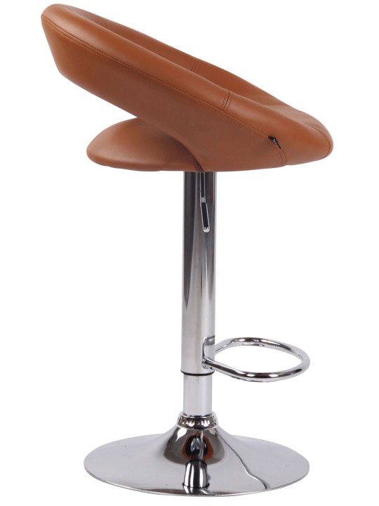 Juego de 2 taburetes de bar Olinda piel sintética cromado, marrón claro Juego de 2 taburetes de bar Olinda piel sintética cromado, marrón claro