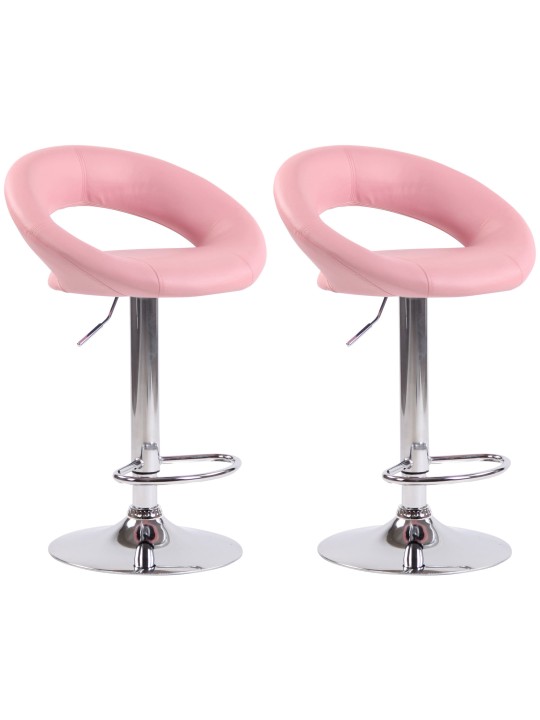 Juego de 2 taburetes de bar Olinda piel sintética cromado, rosa Juego de 2 taburetes de bar Olinda piel sintética cromado, rosa