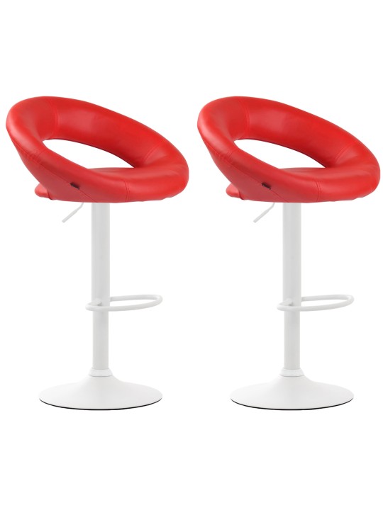 Juego de 2 taburetes de bar Olinda de piel sintética, rojo Juego de 2 taburetes de bar Olinda de piel sintética, rojo