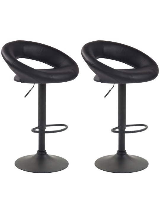 Juego de 2 taburetes de bar Olinda de piel sintética, negro Juego de 2 taburetes de bar Olinda de piel sintética, negro