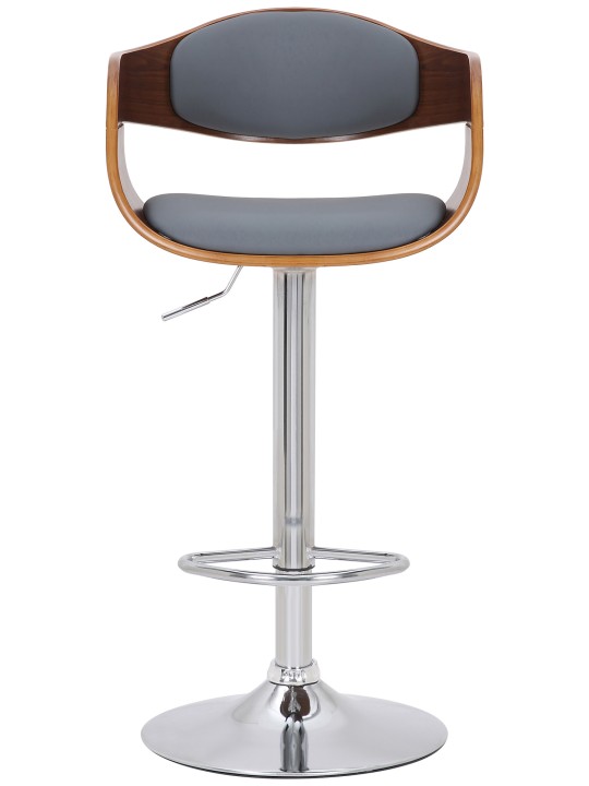Juego de 2 taburetes de bar Kingston C piel sintética, nogal/gris