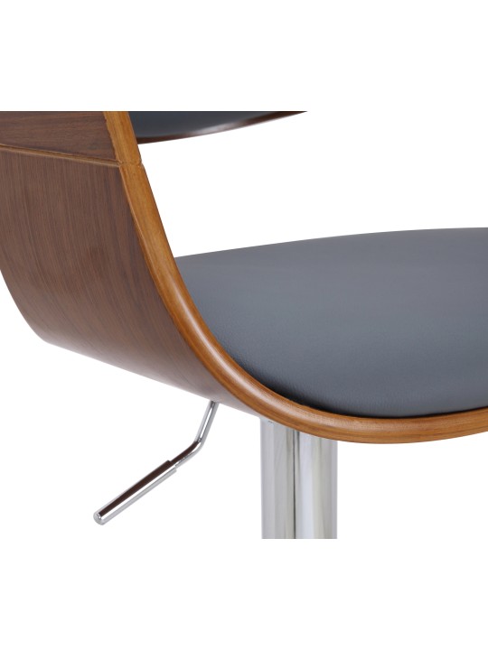 Juego de 2 taburetes de bar Kingston C piel sintética, nogal/gris