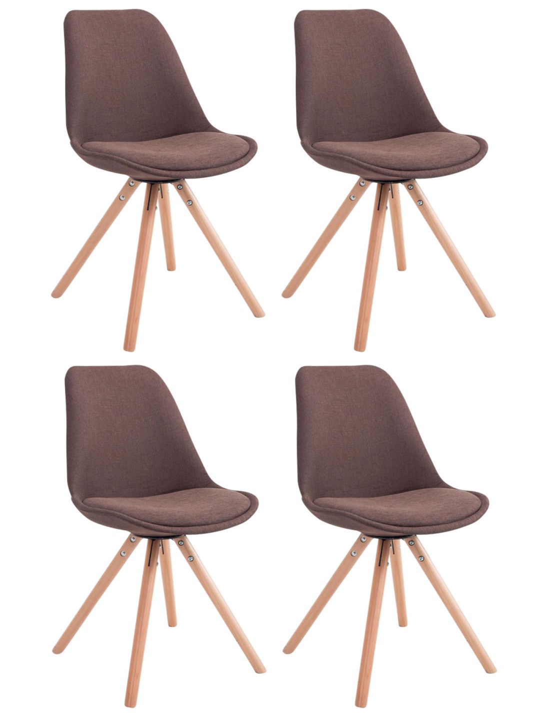 Conjunto de 4 Sillas Toulouse Tela Natura Redondas, marrón