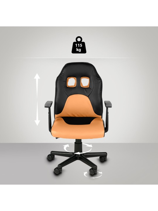 Diversión en silla de oficina para niños, negro/naranja