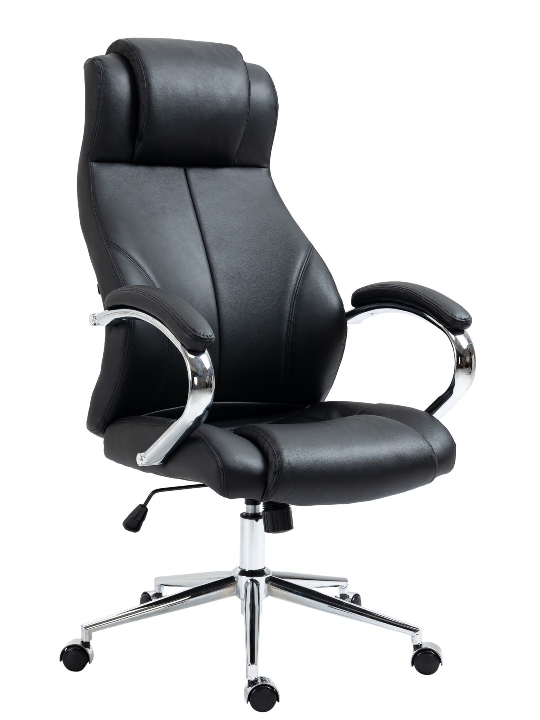 Silla de oficina Salford de cuero genuino, negro