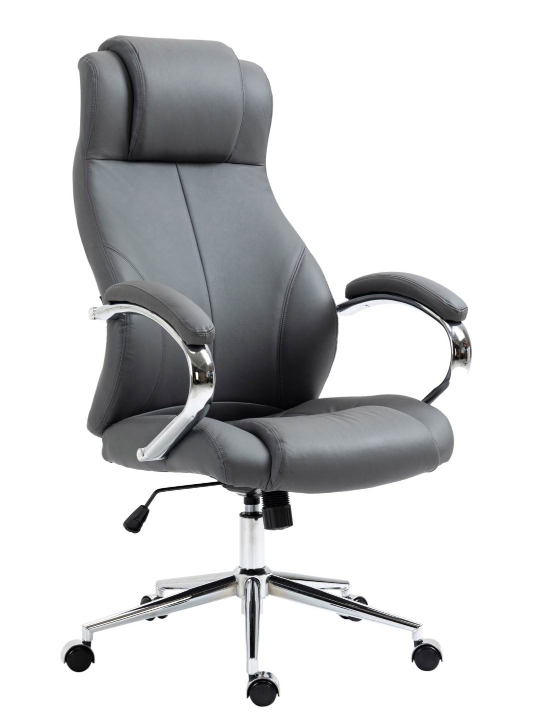 Silla de oficina Salford de cuero genuino, gris