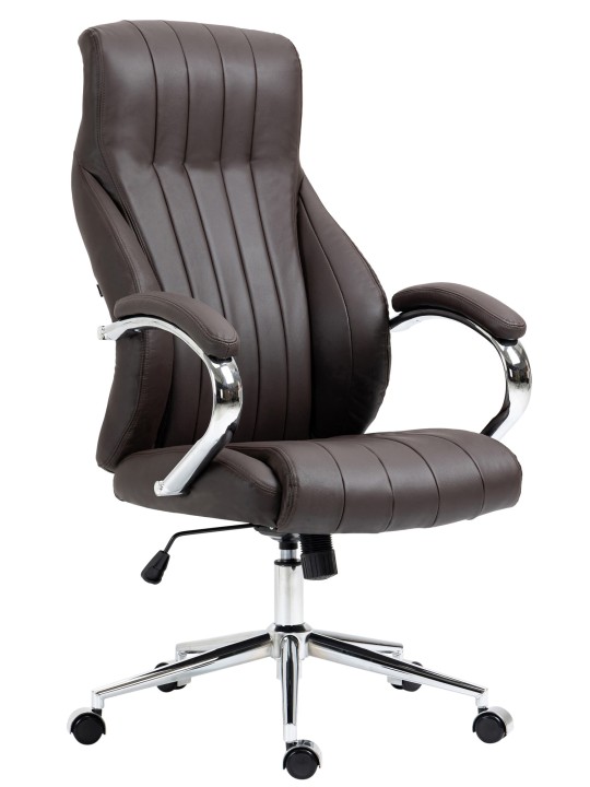 Silla de oficina Wigan de cuero genuino, marrón