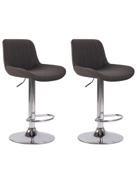 Juego de 2 taburetes de bar Lentini tela cromo, gris oscuro Juego de 2 taburetes de bar Lentini tela cromo, gris oscuro