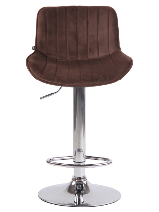 Juego de 2 taburetes de bar Lentini terciopelo cromado, marrón Juego de 2 taburetes de bar Lentini terciopelo cromado, marrón