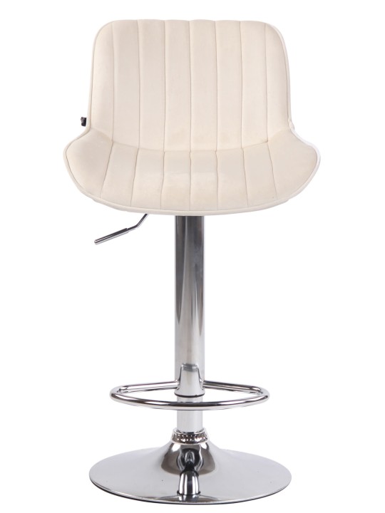Juego de 2 taburetes de bar Lentini terciopelo cromado, crema Juego de 2 taburetes de bar Lentini terciopelo cromado, crema