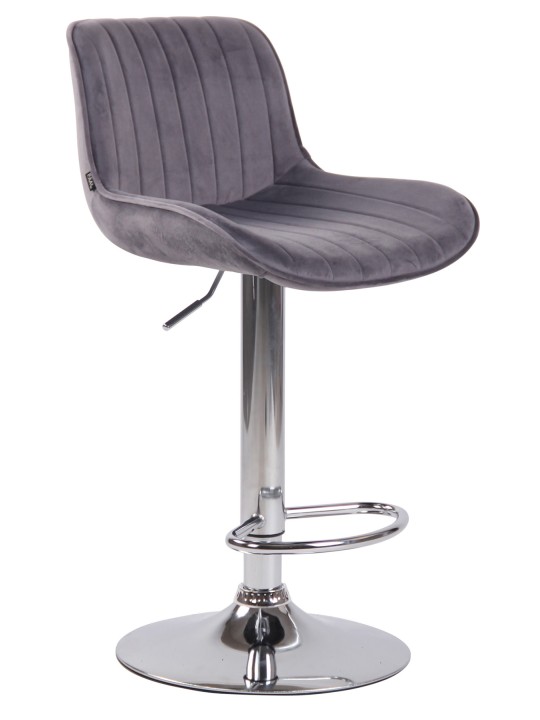 Juego de 2 taburetes de bar Lentini terciopelo cromado, gris oscuro Juego de 2 taburetes de bar Lentini terciopelo cromado, gris oscuro