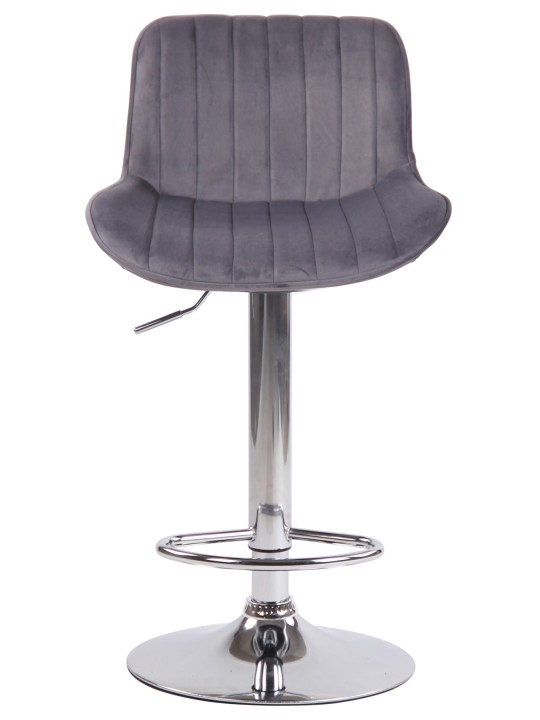 Juego de 2 taburetes de bar Lentini terciopelo cromado, gris oscuro Juego de 2 taburetes de bar Lentini terciopelo cromado, gris oscuro