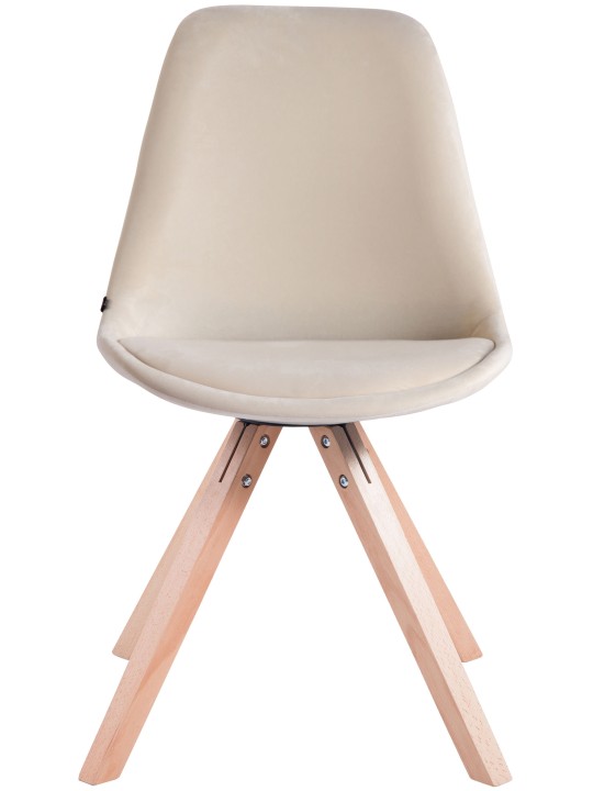 Conjunto de 4 sillas Toulouse terciopelo cuadrado natura, crema