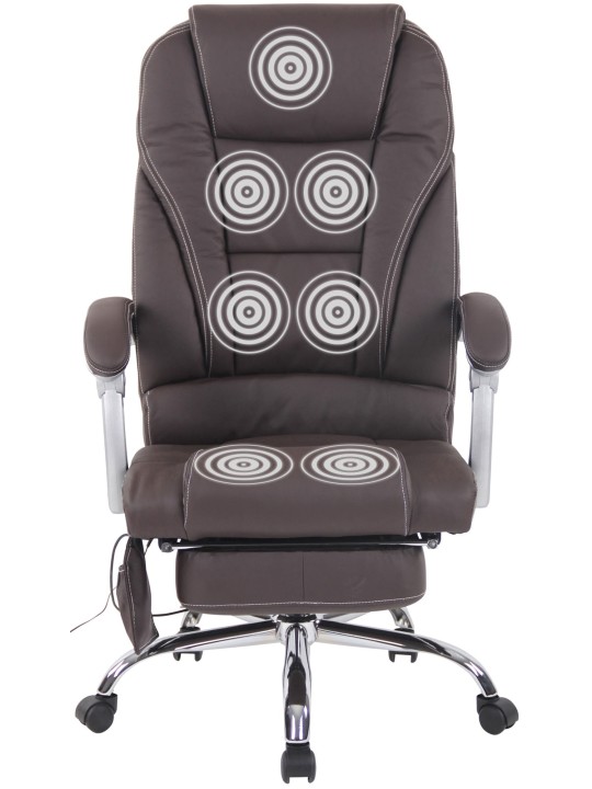 Silla de oficina Pacific de cuero genuino con función de masaje, marrón