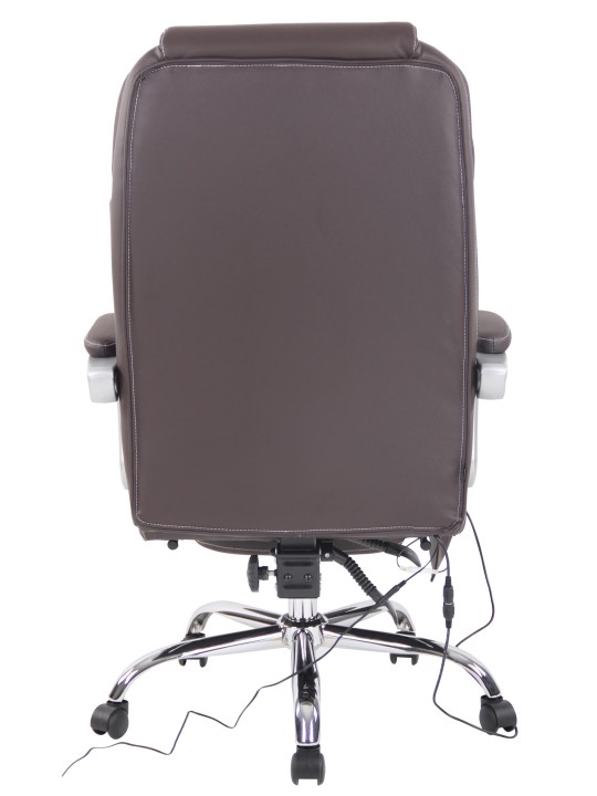 Silla de oficina Pacific de cuero genuino con función de masaje, marrón