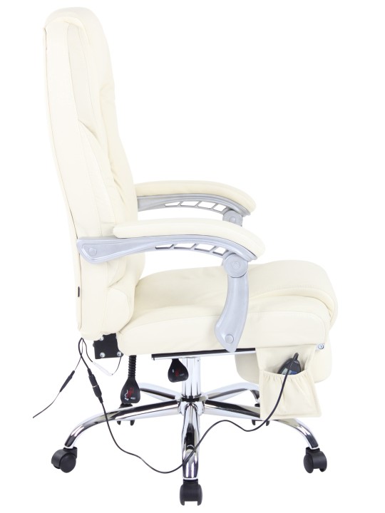 Silla de oficina Pacific de cuero genuino con función de masaje, crema