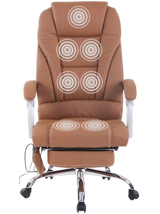 Silla de oficina Pacific de cuero genuino con función de masaje, marrón claro