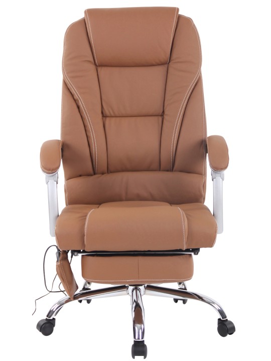Silla de oficina Pacific de cuero genuino con función de masaje, marrón claro