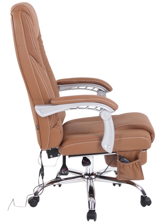 Silla de oficina Pacific de cuero genuino con función de masaje, marrón claro