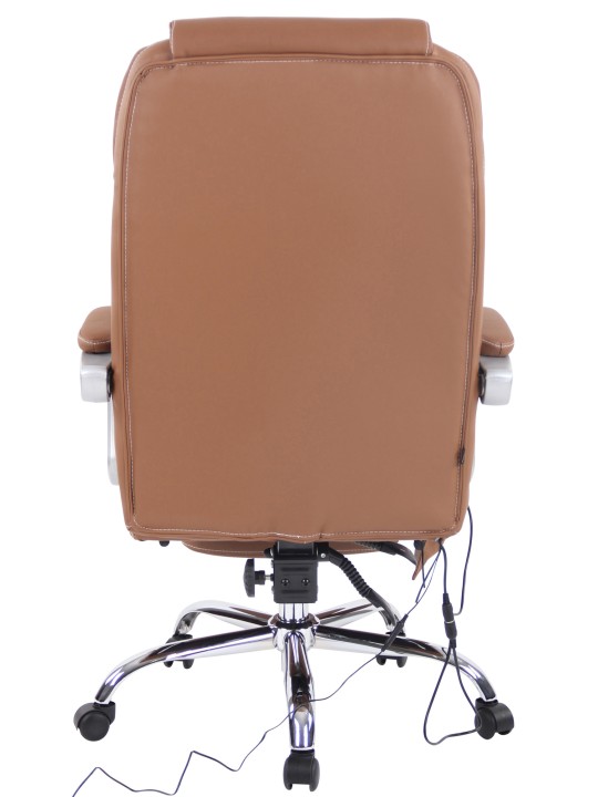Silla de oficina Pacific de cuero genuino con función de masaje, marrón claro