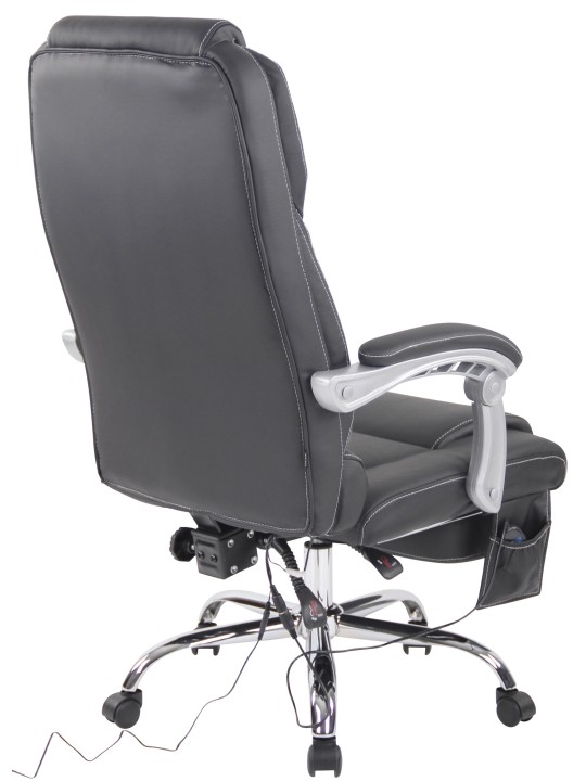 Silla de oficina Pacific de cuero genuino con función de masaje, negro