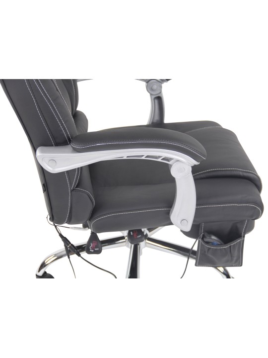 Silla de oficina Pacific de cuero genuino con función de masaje, negro