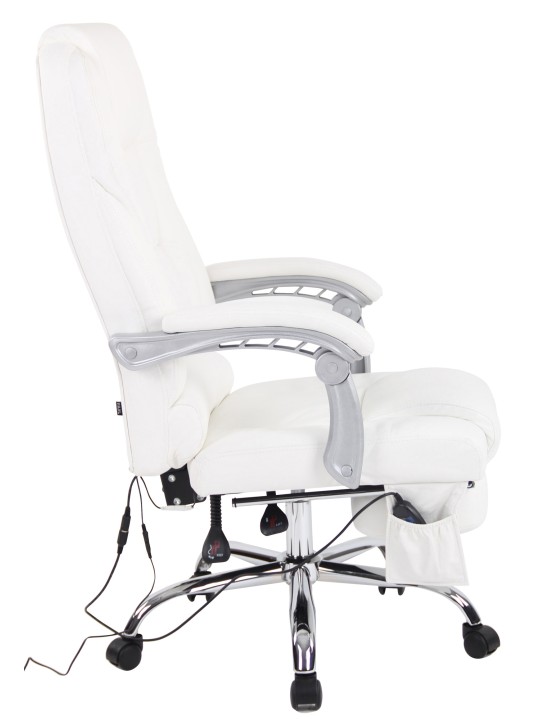 Silla de oficina Pacific de cuero genuino con función de masaje, blanco