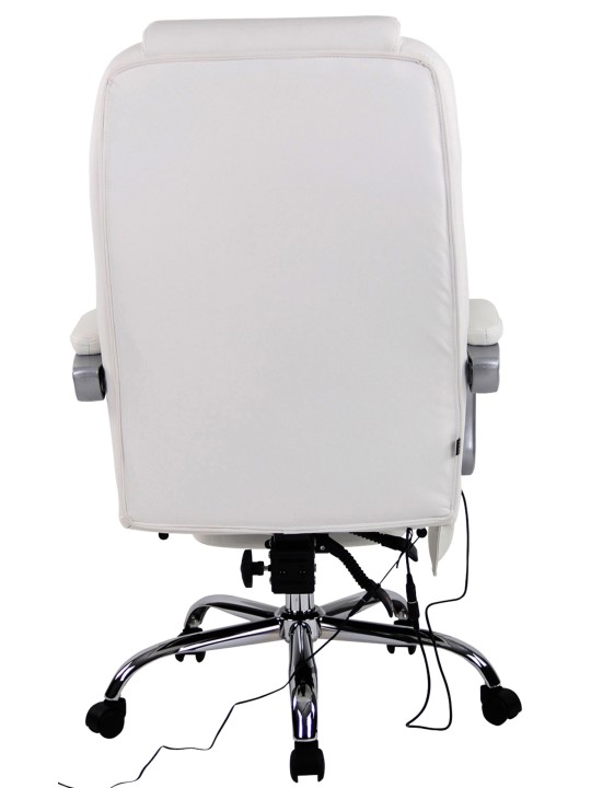 Silla de oficina Pacific de cuero genuino con función de masaje, blanco