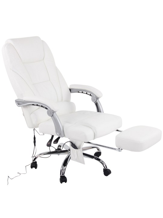 Silla de oficina Pacific de cuero genuino con función de masaje, blanco