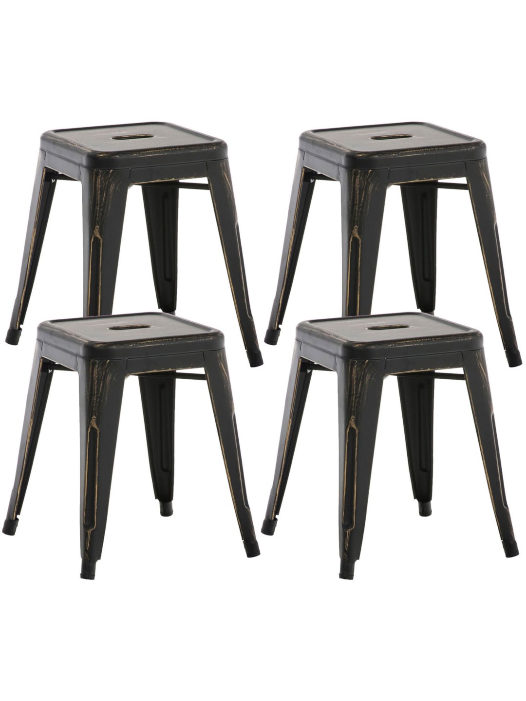 Juego de 4 taburetes Armin, negro-oro