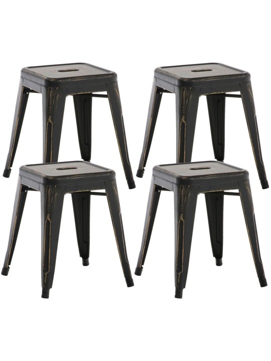 Juego de 4 taburetes Armin, negro-oro