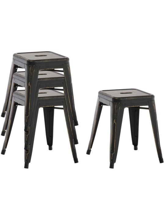 Juego de 4 taburetes Armin, negro-oro