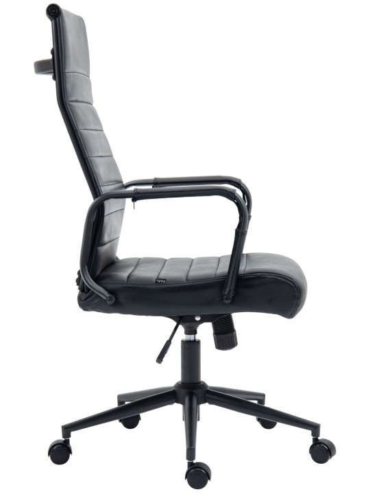 Silla de oficina Columbus cuero auténtico, negro/negro