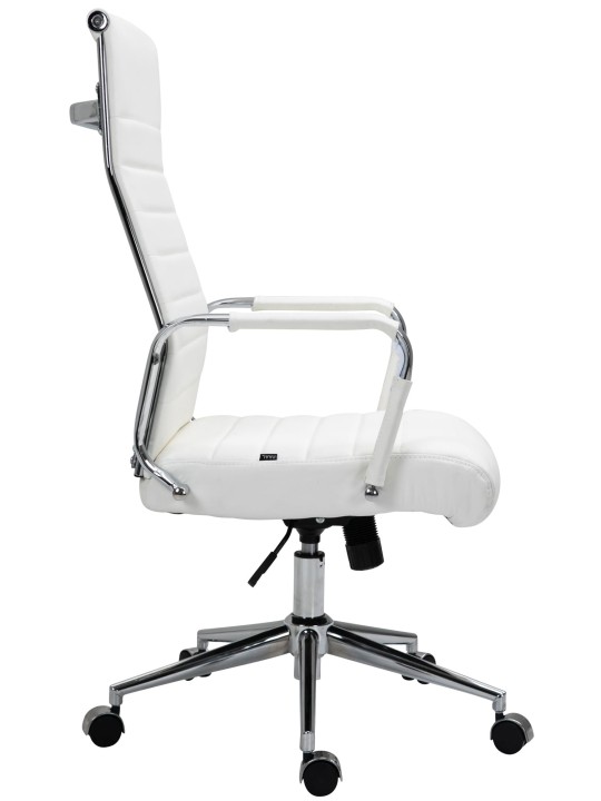 Silla de oficina Columbus cuero auténtico, blanco