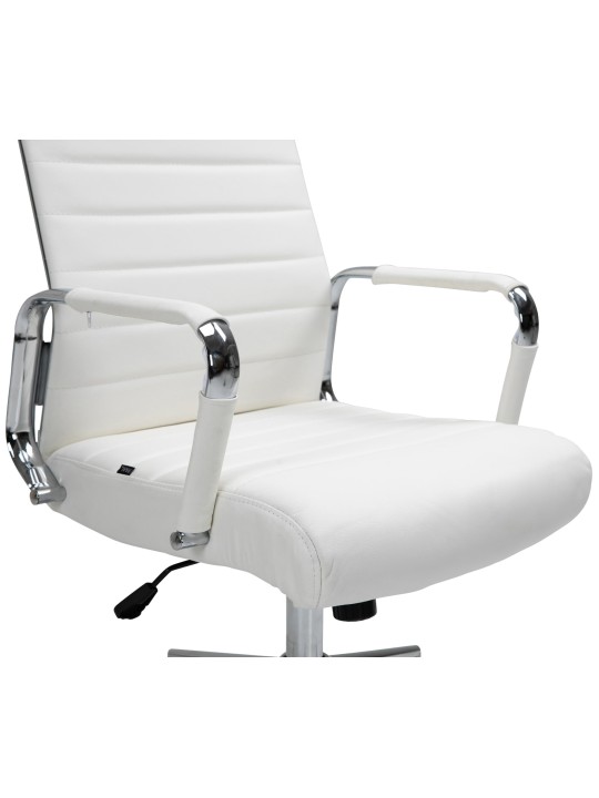 Silla de oficina Columbus cuero auténtico, blanco