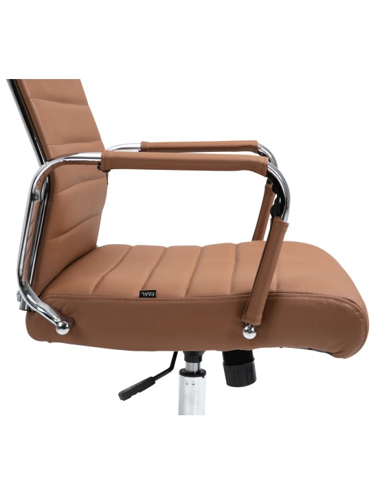 Silla de oficina Columbus cuero auténtico, marrón claro