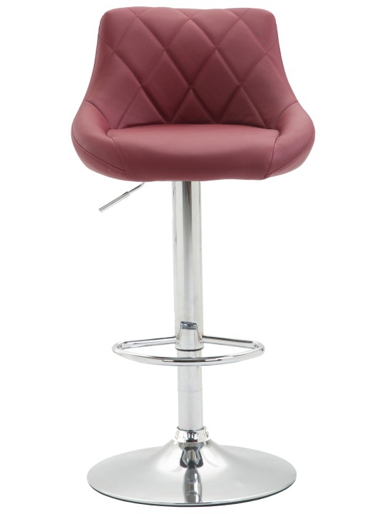 Taburete de bar Lazio piel sintética cromado, burdeos
