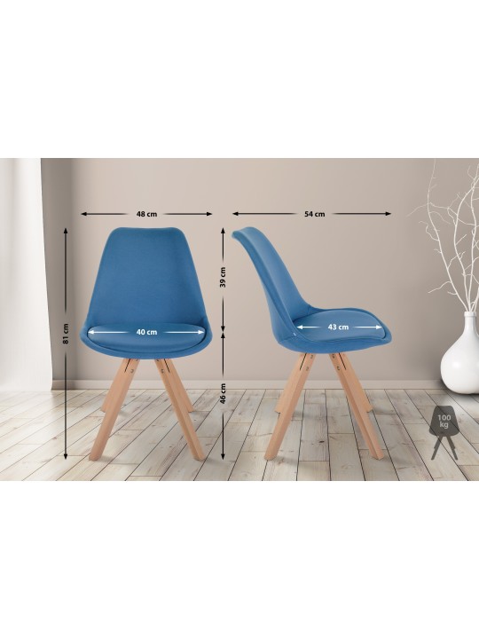 Silla Sofia Tela Cuadrada, azul