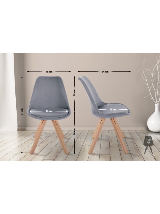 Silla Sofia Tela Cuadrada, gris claro